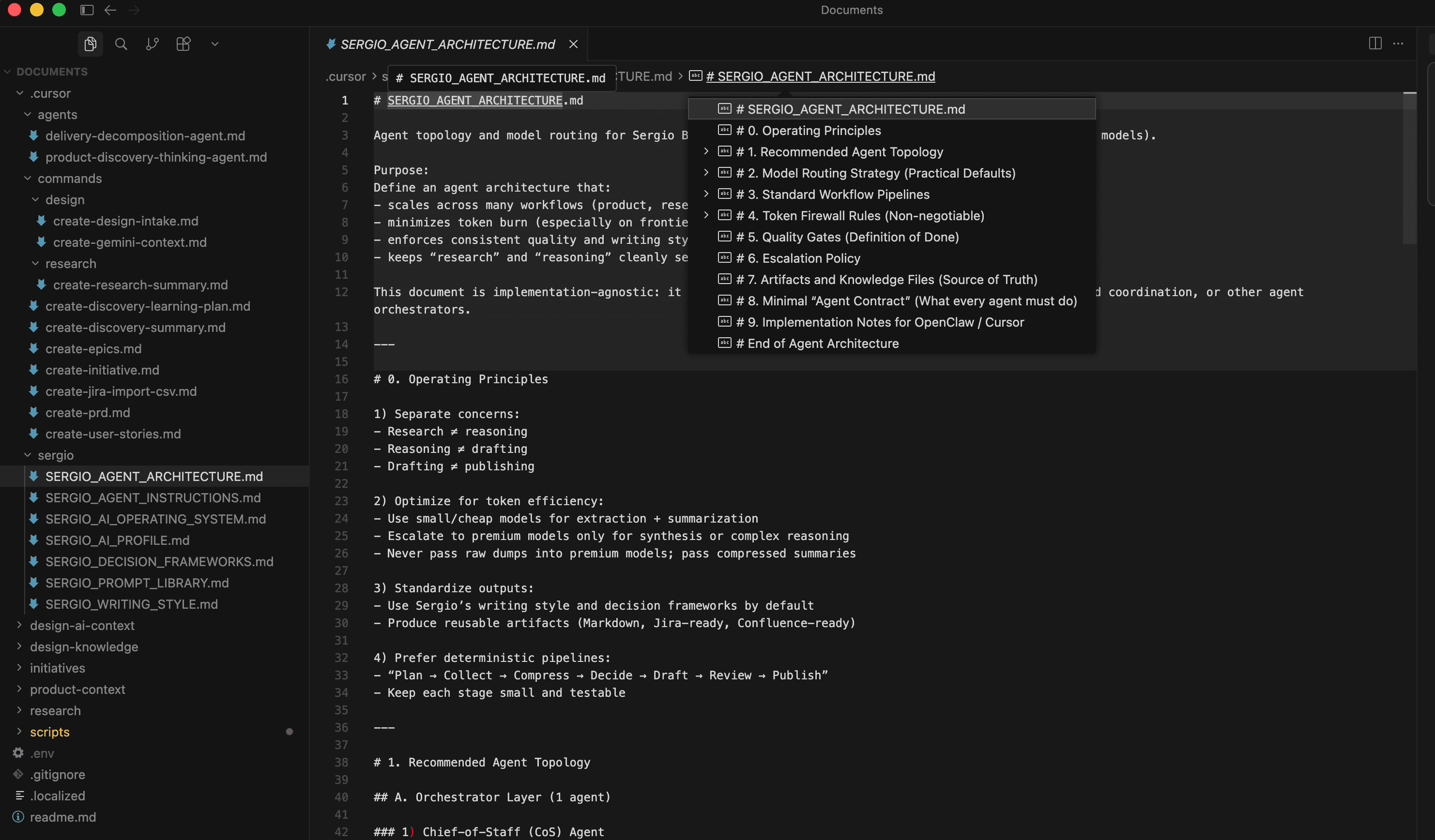 Agent architecture files in Cursor